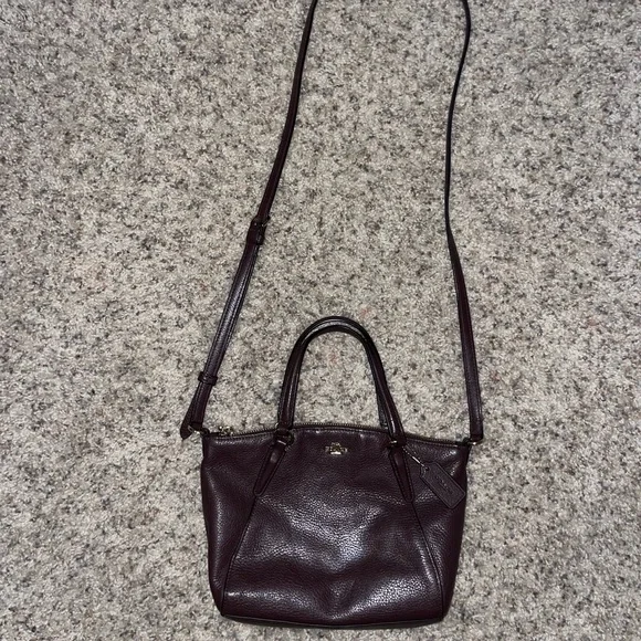 Coach Premium Leather Small Crossbody Handbag Purse Oxblood